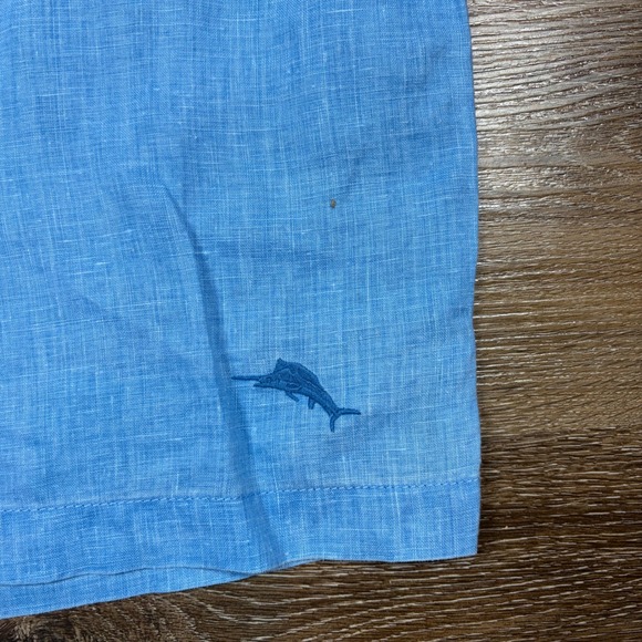 Tommy Bahama Shirt Men's L Blue Short Sleeve Button Down Linen Casual Preppy - Picture 5 of 8